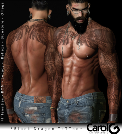 Second Life Marketplace - [CAROLG] Dragon Tattoo - Black